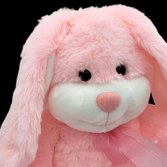 Midwood Brands Bunny Rabbit 16" Pink Stuffed Animal Long Ears Bow Easter - Picture 6 of 8